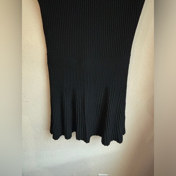 Maeve Anthropologie Ruth Black Ribbed Short Sleeve Fit & Flare Sweater Dress M - Picture 7 of 11